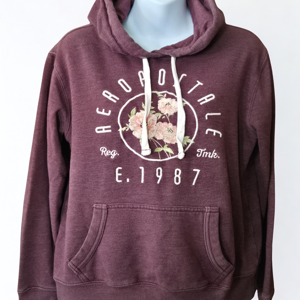 Aeropostale Burgundy Hoodie with Floral Print